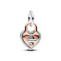 Two-tone Twistable Heart Padlock Double Dangle Charm