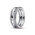 Pandora Signature Logo Pavé & Beads Ring