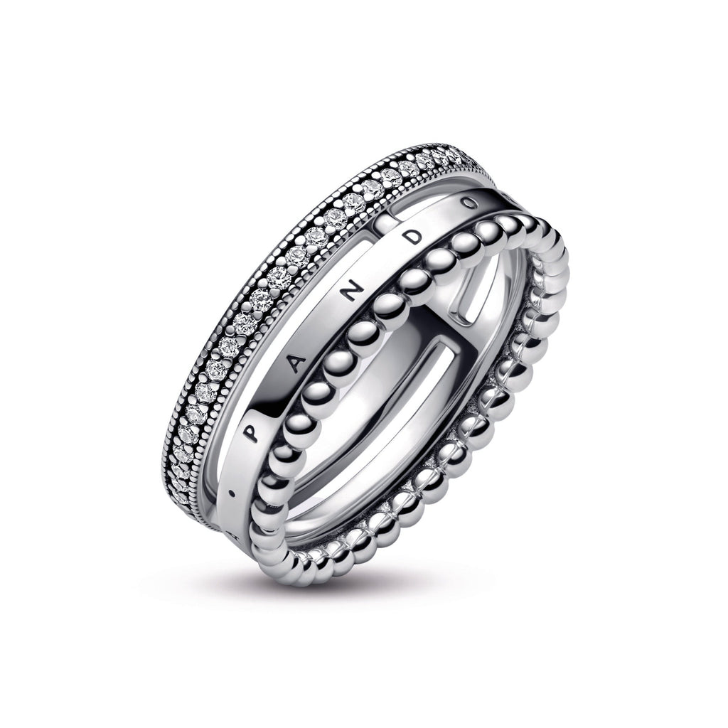 Pandora Signature Logo Pavé & Beads Ring
