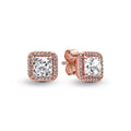 Square Sparkle Halo Stud Earrings