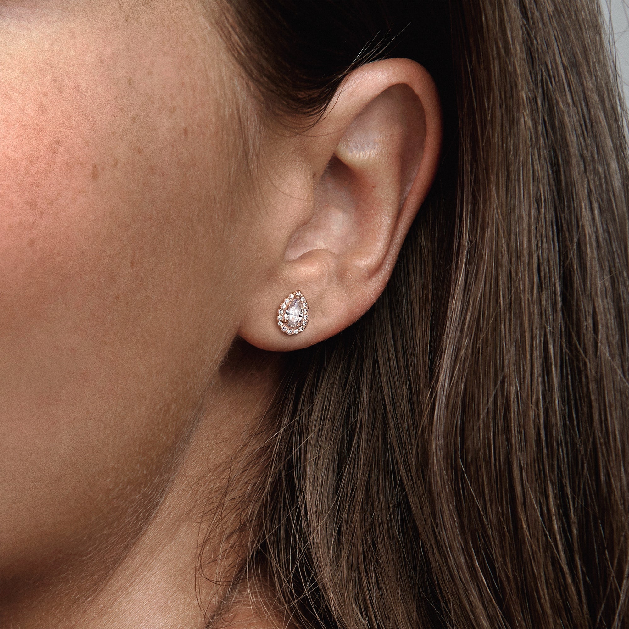 Teardrop Halo Stud Earrings
