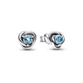 Sea Aqua Blue Eternity Circle Stud Earrings