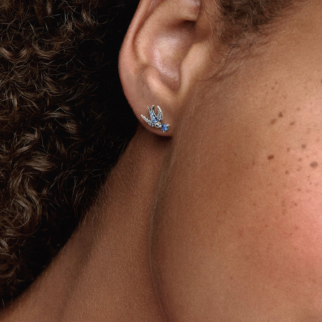 Sparkling Swallow Stud Earrings