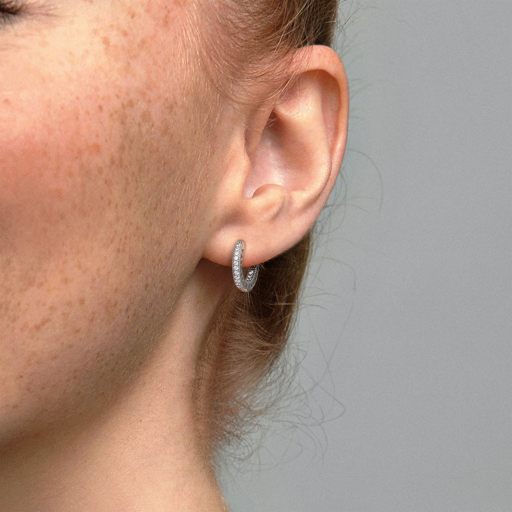 Pavé Heart Hoop Earrings