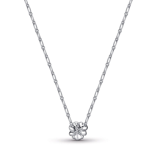 Blue Pansy Flower Pendant Necklace
