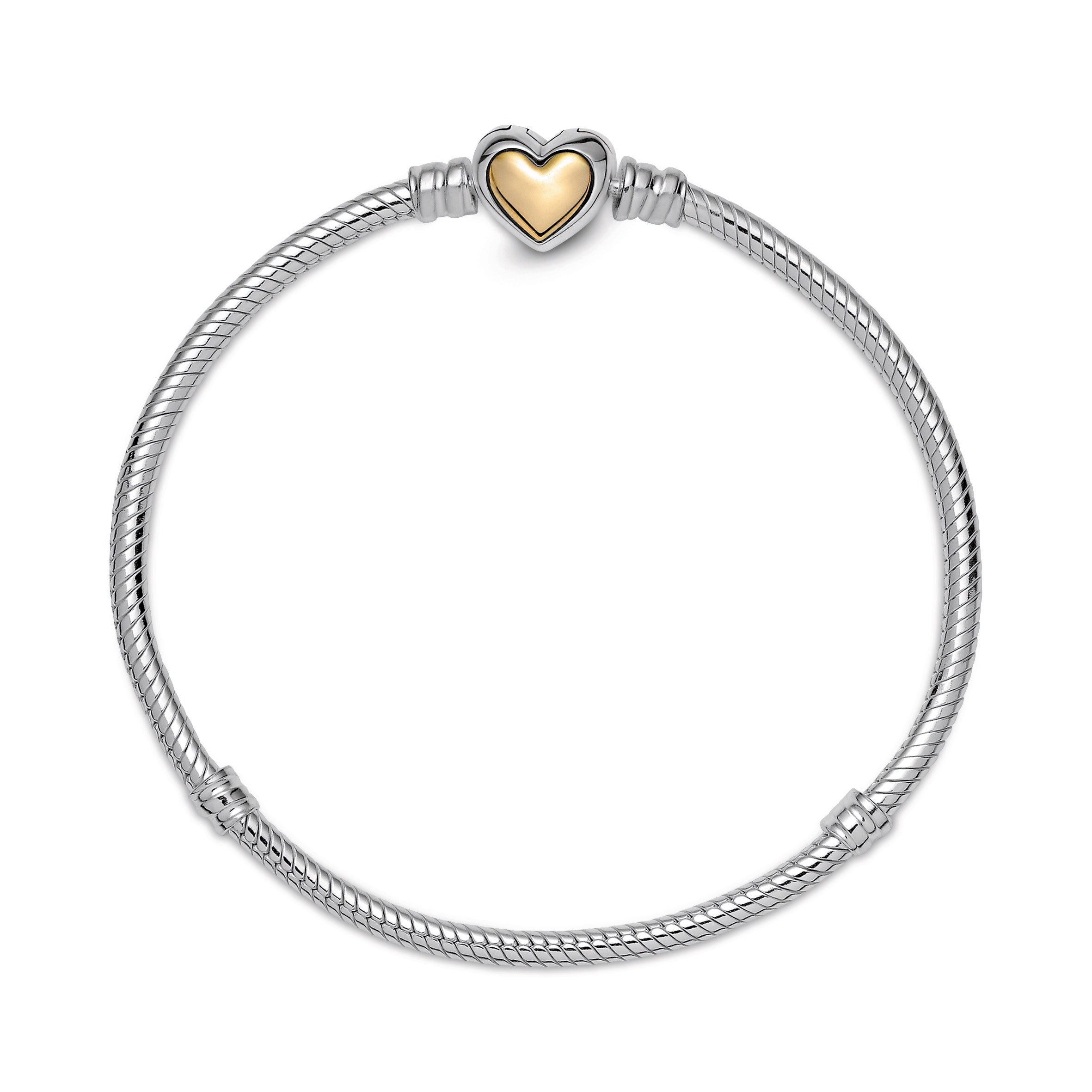 Domed Golden Heart Clasp Snake Chain Bracelet