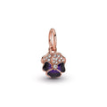 Deep Purple Pansy Flower Dangle Charm