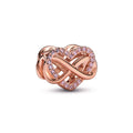Sparkling Infinity Pink Heart Charm