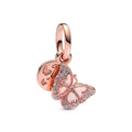 Pink Butterfly & Quote Double Dangle Charm