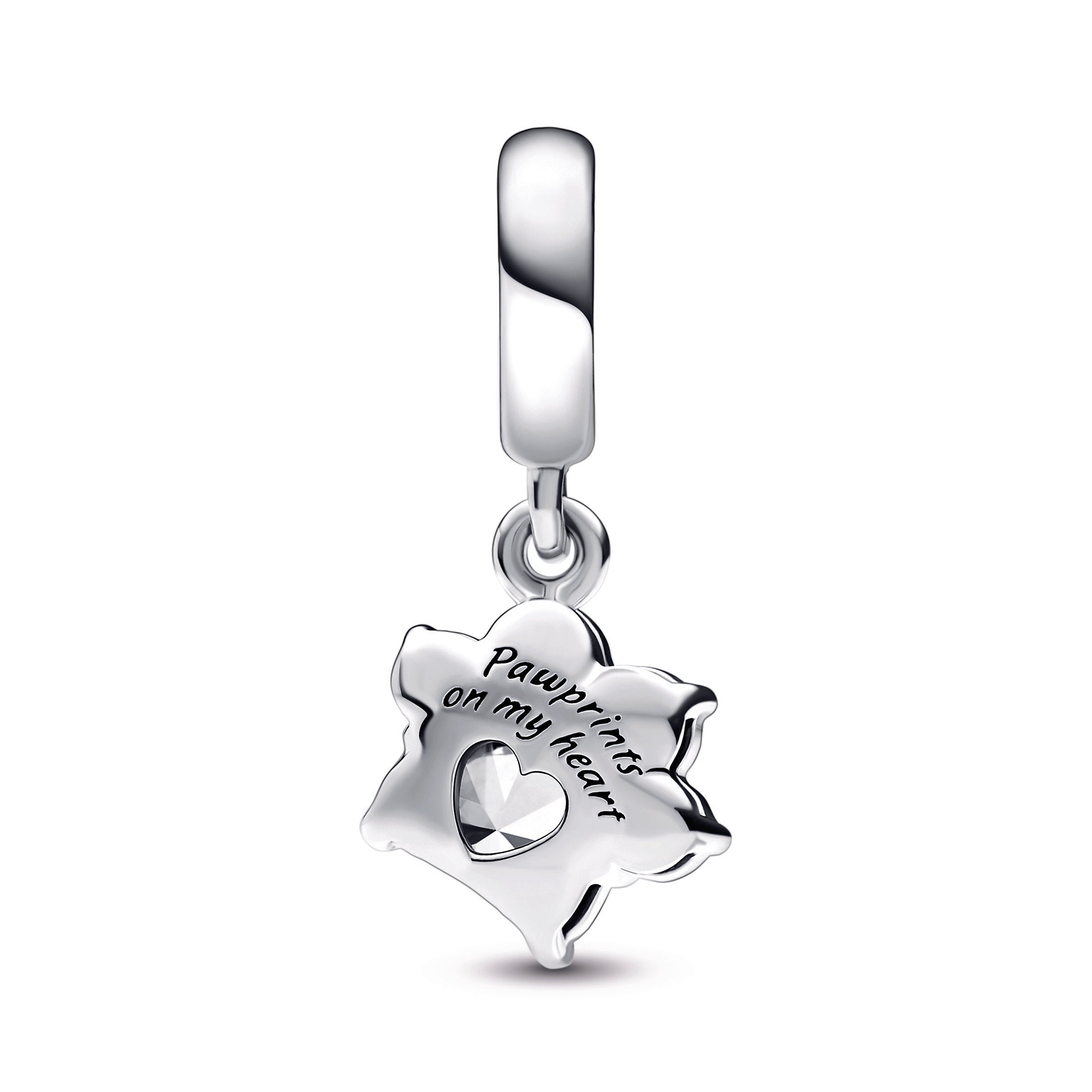 Sparkling Pet Paw Print Dangle Charm