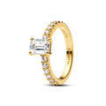 Rectangular Sparkling Halo Ring