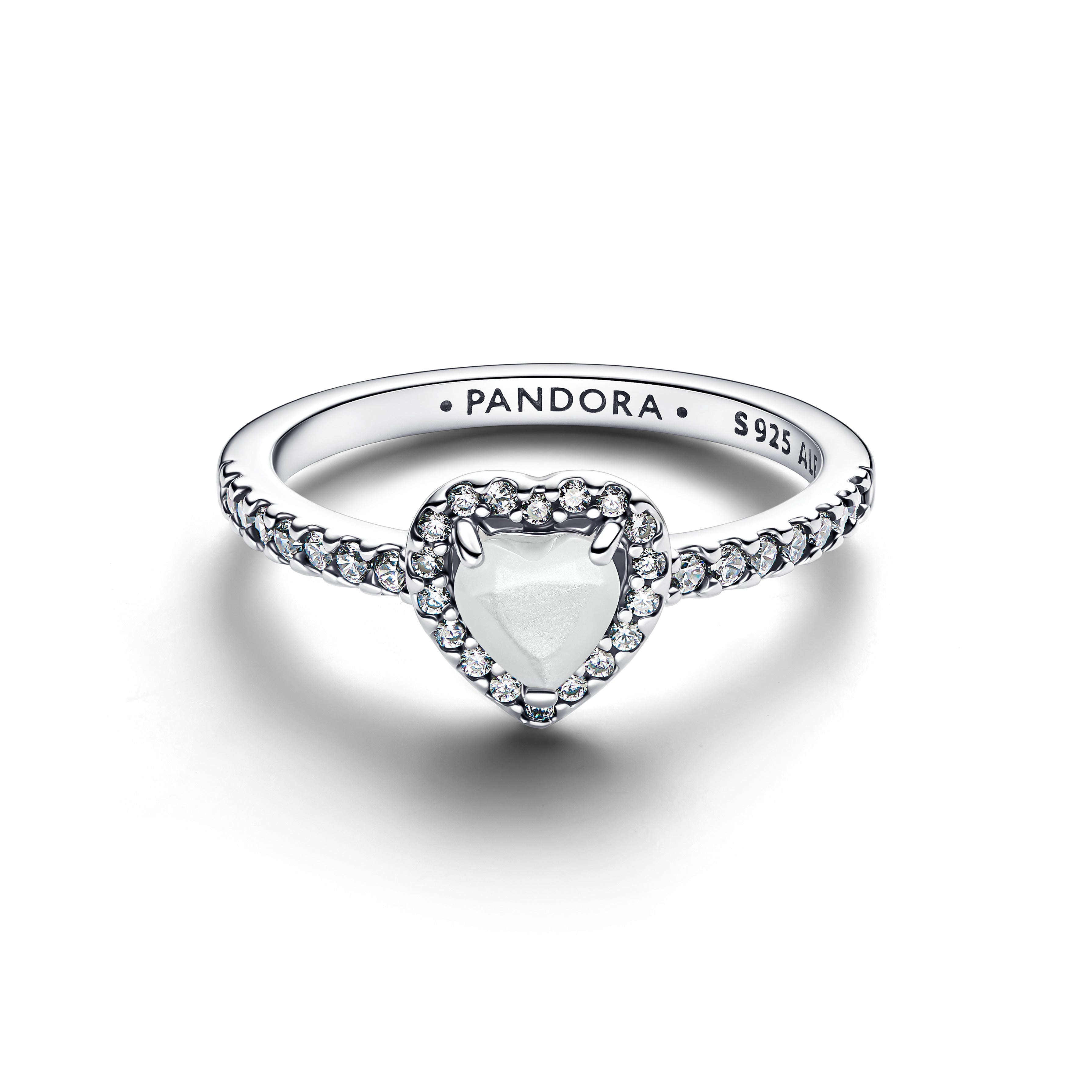 Elevated White Heart Ring