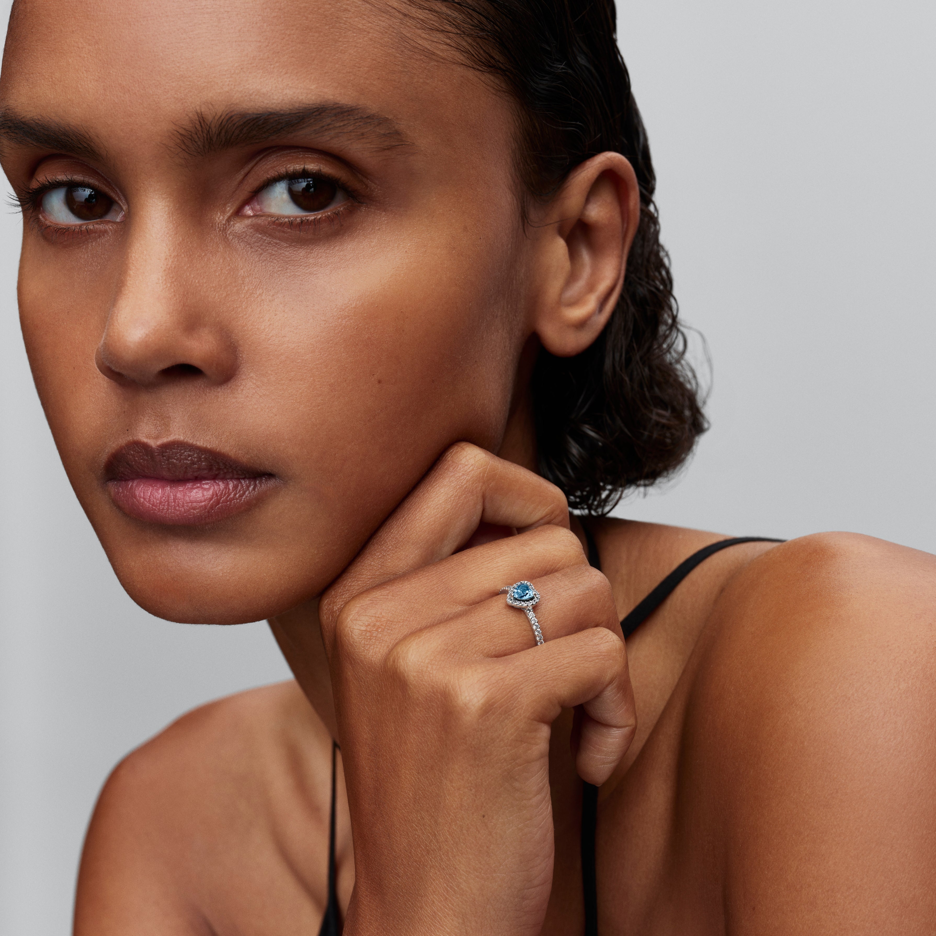 Elevated Light Blue Heart Ring