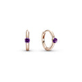 Purple Solitaire Huggie Hoop Earrings