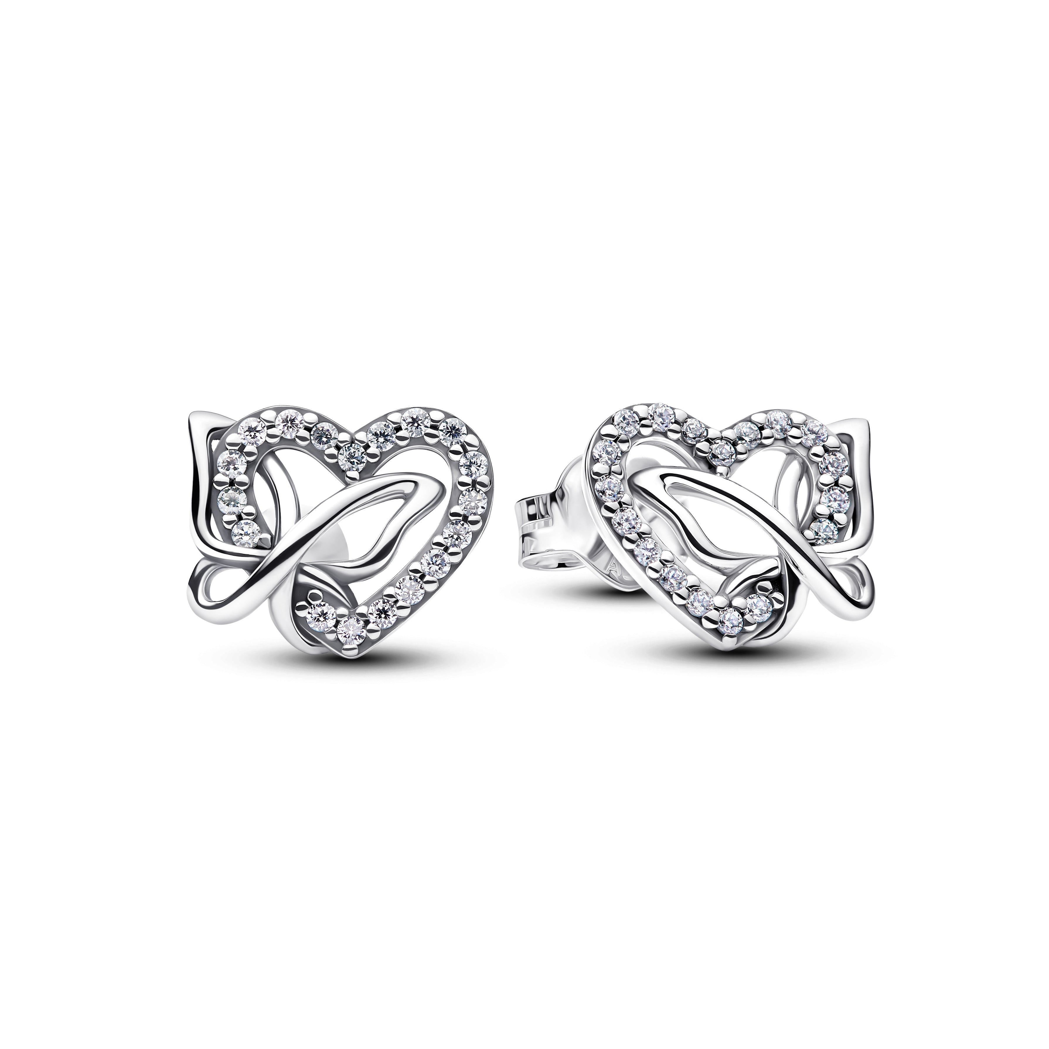 Entwined Heart & Butterfly Stud Earrings