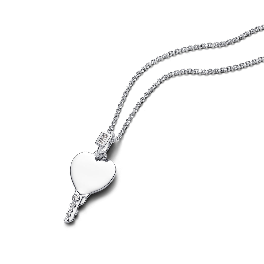 Engravable Heart Key Pendant