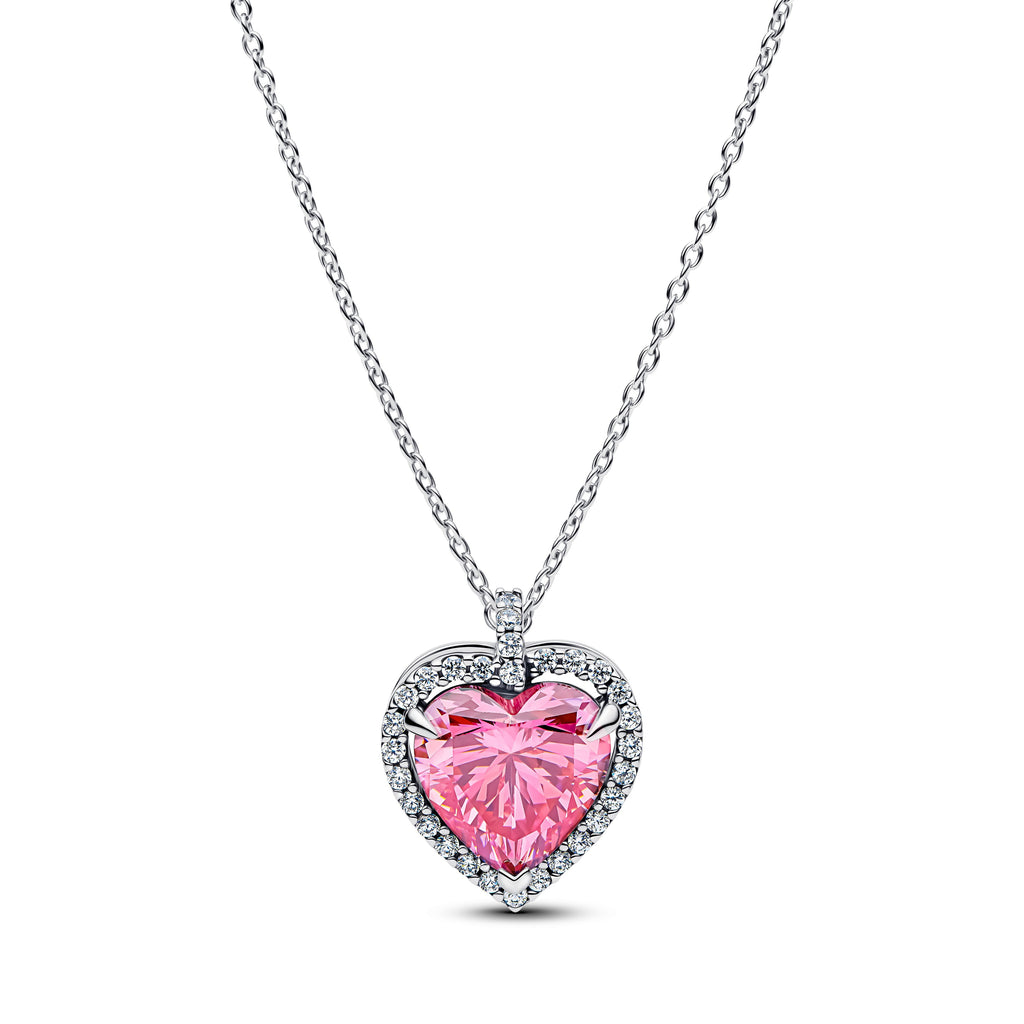 Pink Halo Heart Collier Necklace