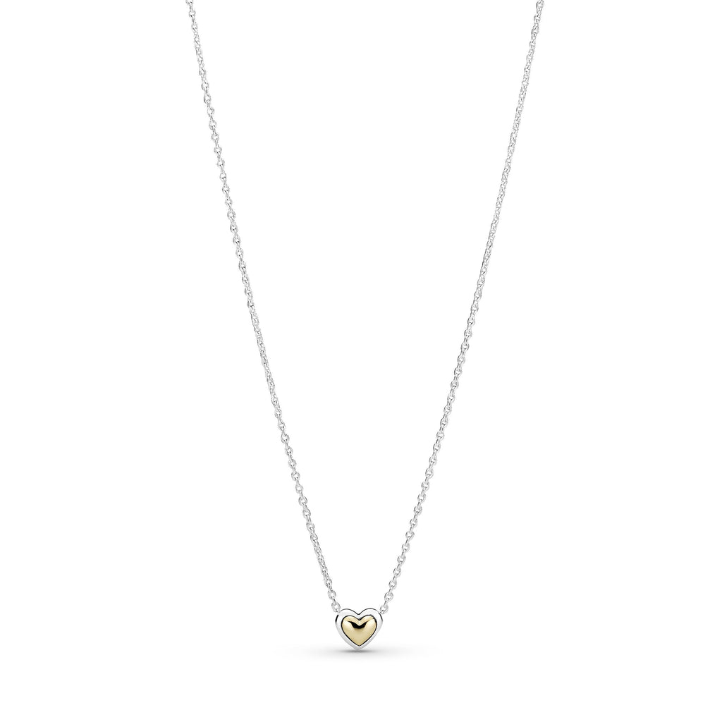 Heart Sterling Silver and 14k Gold Necklace & Earring Jewellery Set
