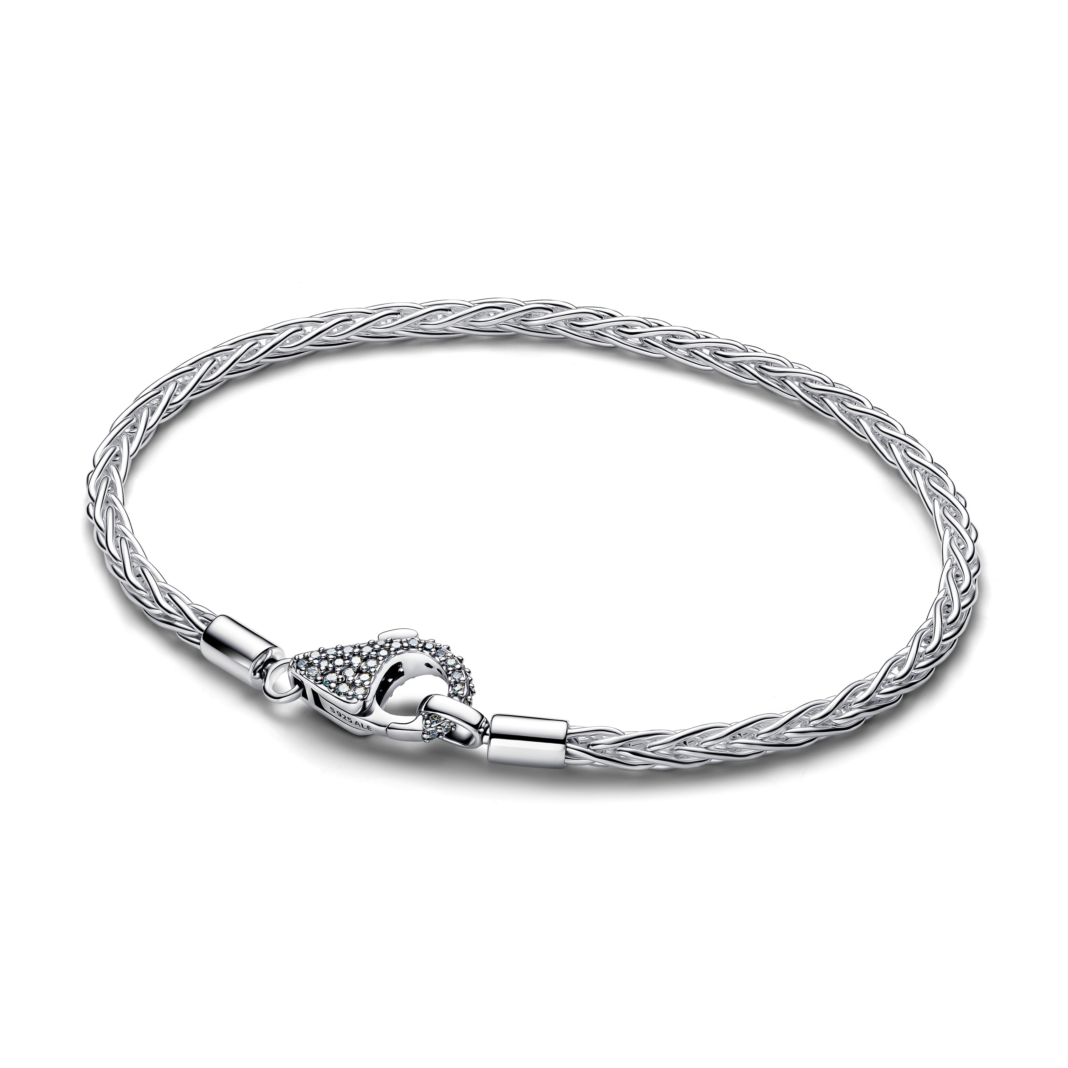 Pavé Clasp Foxtail Chain Charm Bracelet