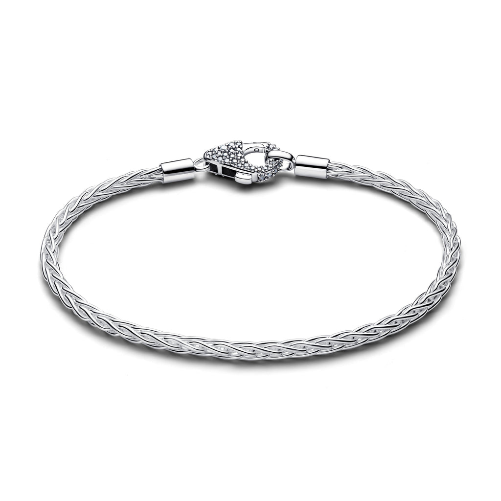 Pavé Clasp Foxtail Chain Charm Bracelet