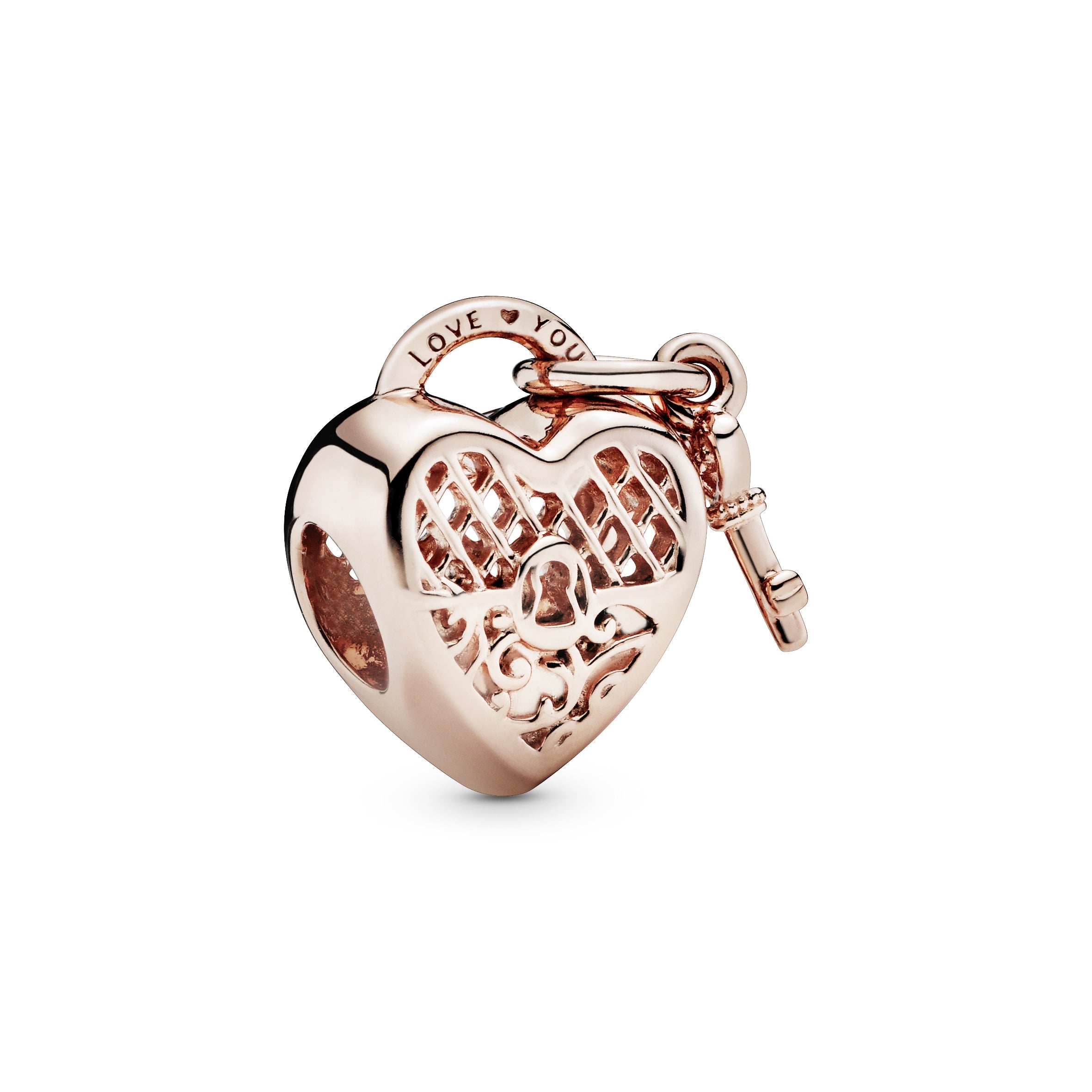 Love You Heart Padlock Charm