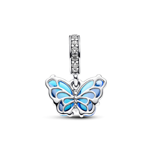 Blue Murano Glass Butterfly Dangle Charm