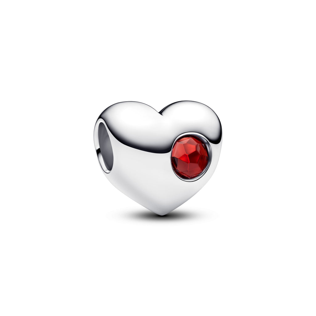 Engravable Red Stone Heart Charm