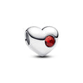 Engravable Red Stone Heart Charm