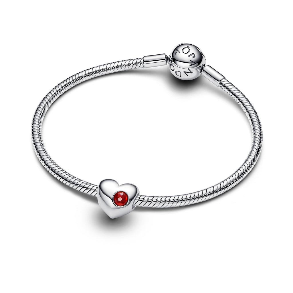 Engravable Red Stone Heart Charm