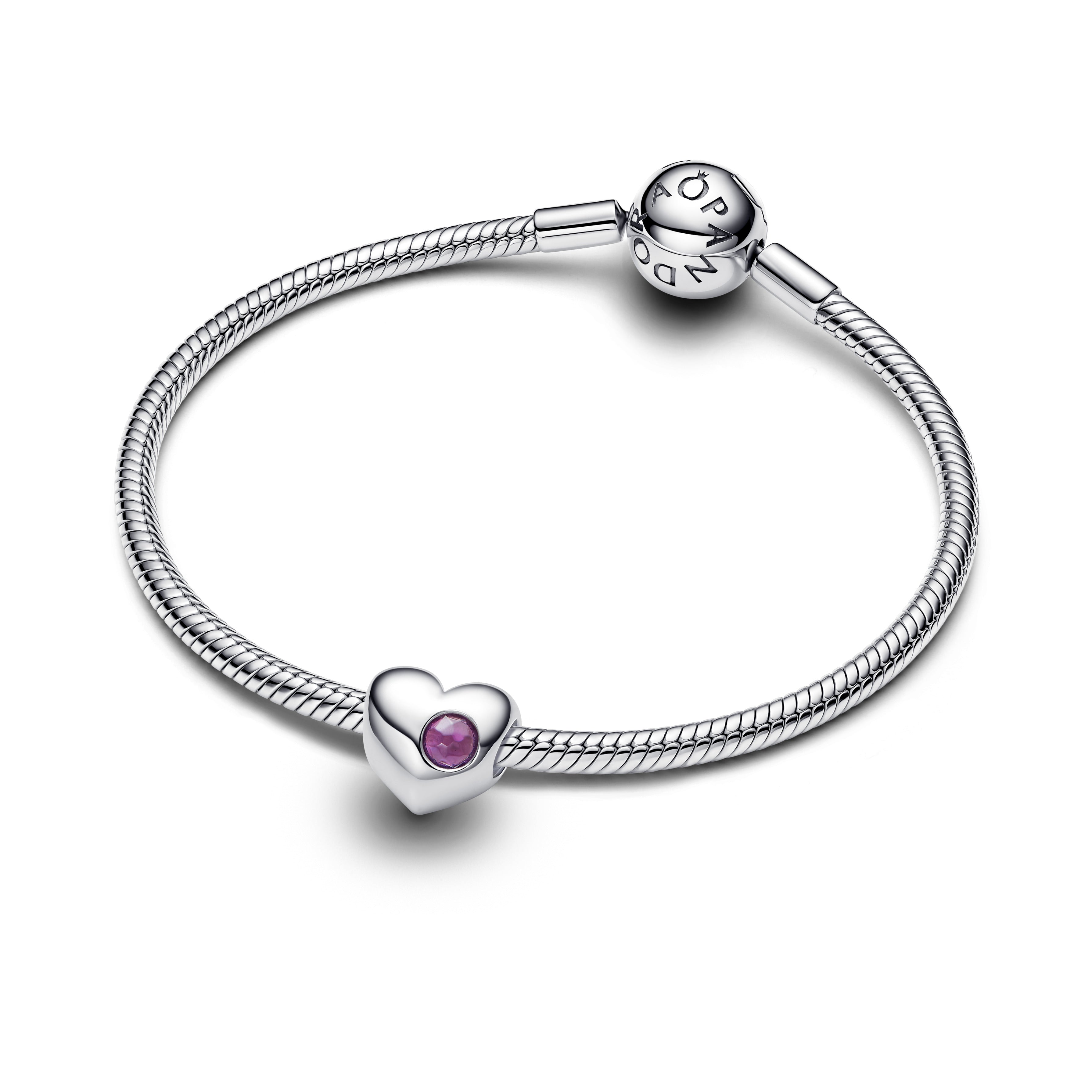 Engravable Purple Stone Heart Charm
