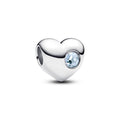Engravable Sea Aqua Blue Stone Heart Charm