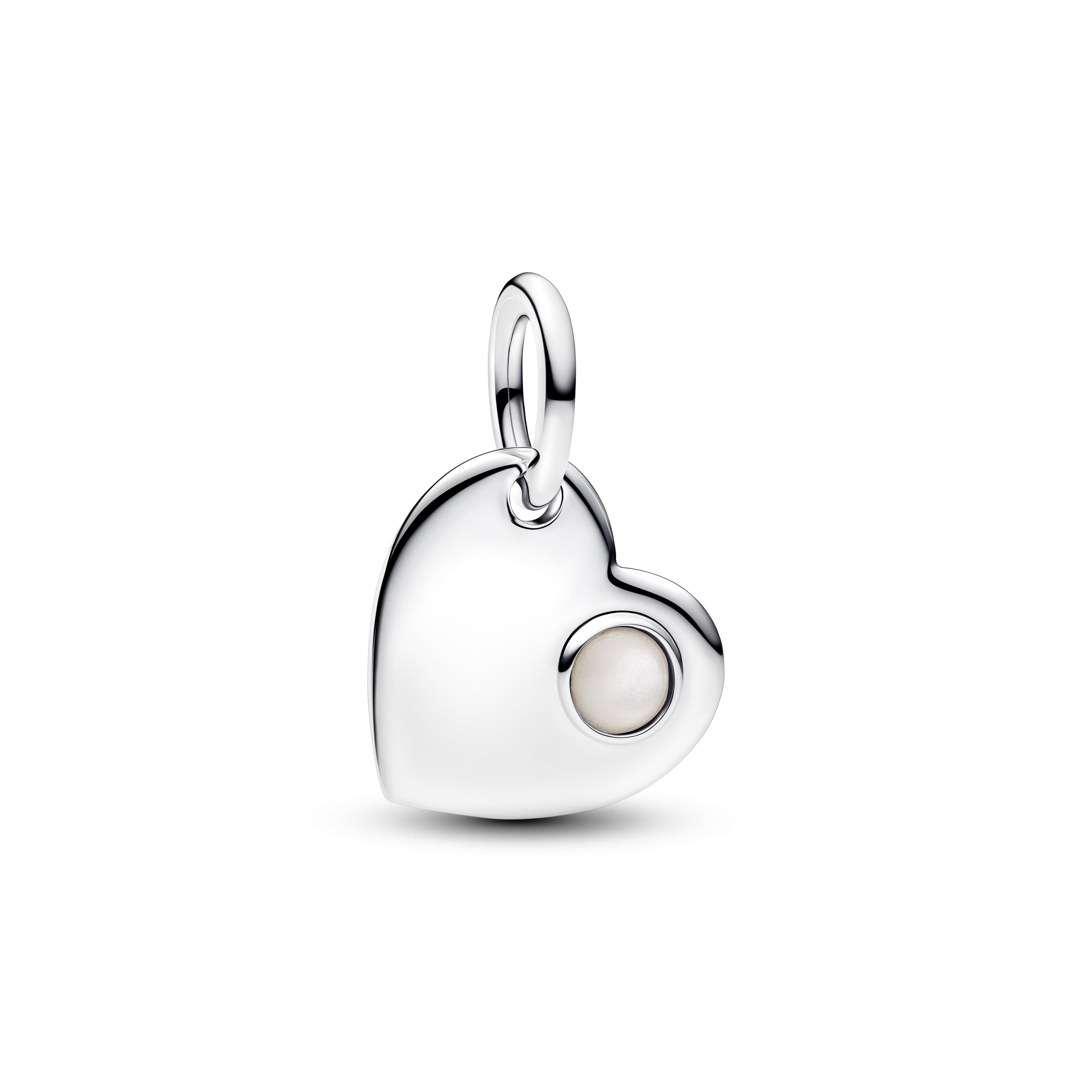 June Engravable Heart White Stone Dangle Charm