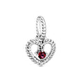 Blazing Red Beaded Heart Dangle Charm