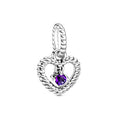 Purple Beaded Heart Dangle Charm