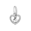 Milky White Beaded Heart Dangle Charm