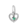 Rainforest Green Beaded Heart Dangle Charm