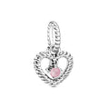 Petal Pink Beaded Heart Dangle Charm