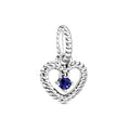 Sea Blue Beaded Heart Dangle Charm
