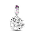 Pink Heart Family Tree Dangle Charm