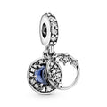 Blue Night Sky Crescent Moon & Stars Dangle Charm