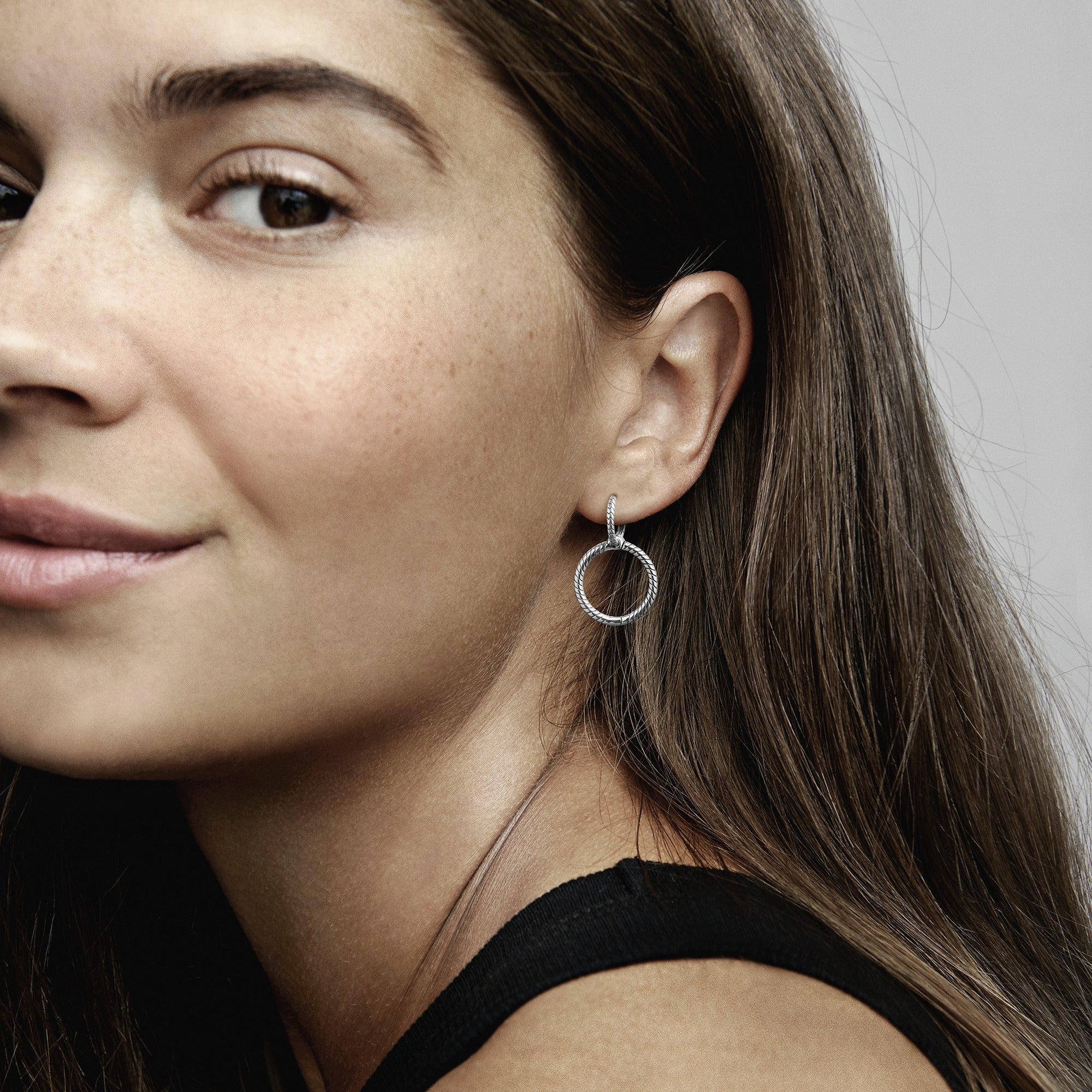 Pandora Moments Charm Double Hoop Earrings